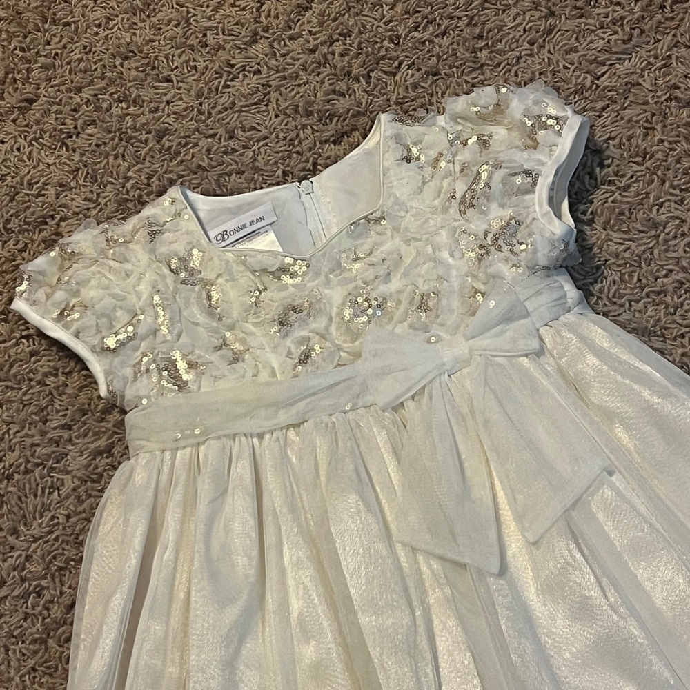 Bonnie Jean‎ Toddler Girls Ivory Sequin Rosette Tulle Party Dress 2T B20697-DS